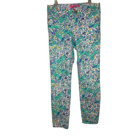 Lilly Pulitzer South Ocean Skinny Crop Jean in Melon Fig Tint Monkey Sea Size 4 - Picture 2 of 6